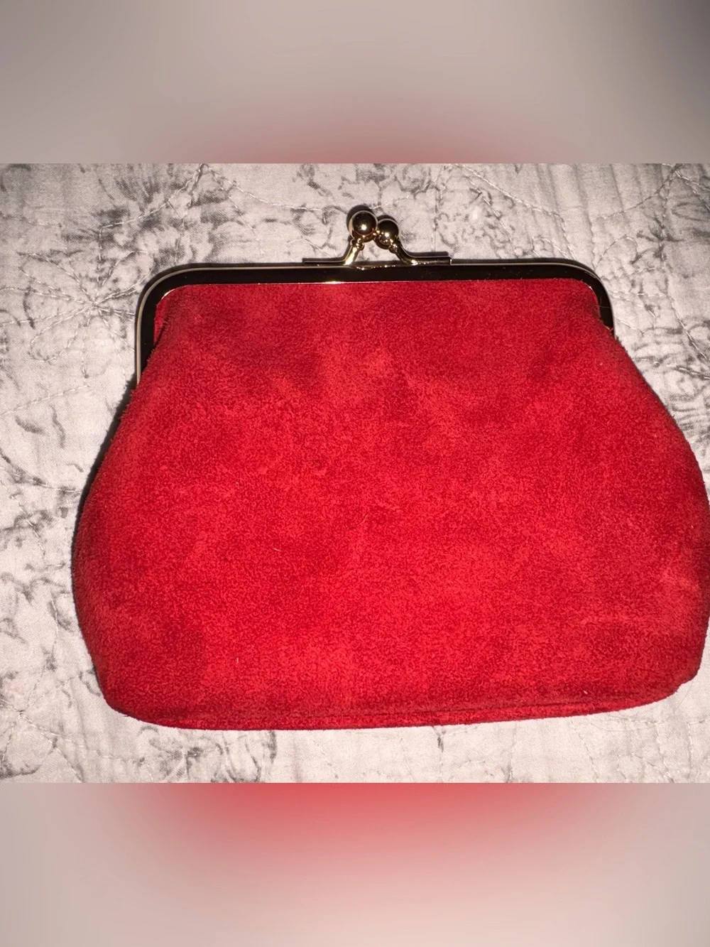 Dooney & Bourke Large Red Suede Kiss-Closure Coin Purse
